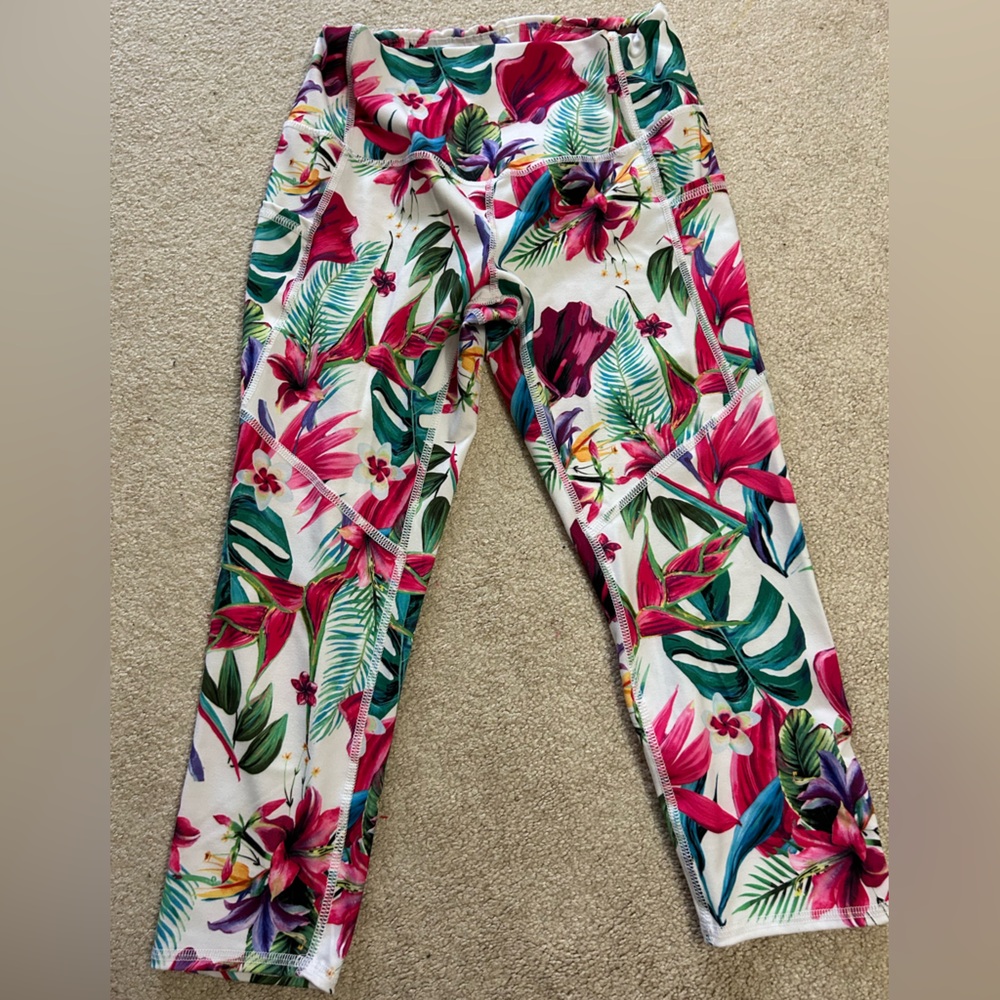 Evolution and Creation Floral Leggings, Size Large